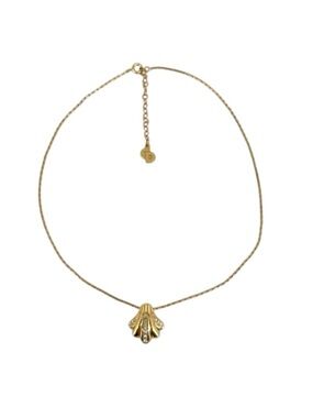 Christian Dior Rhinestone Shell Pendant Necklace | 16.5"